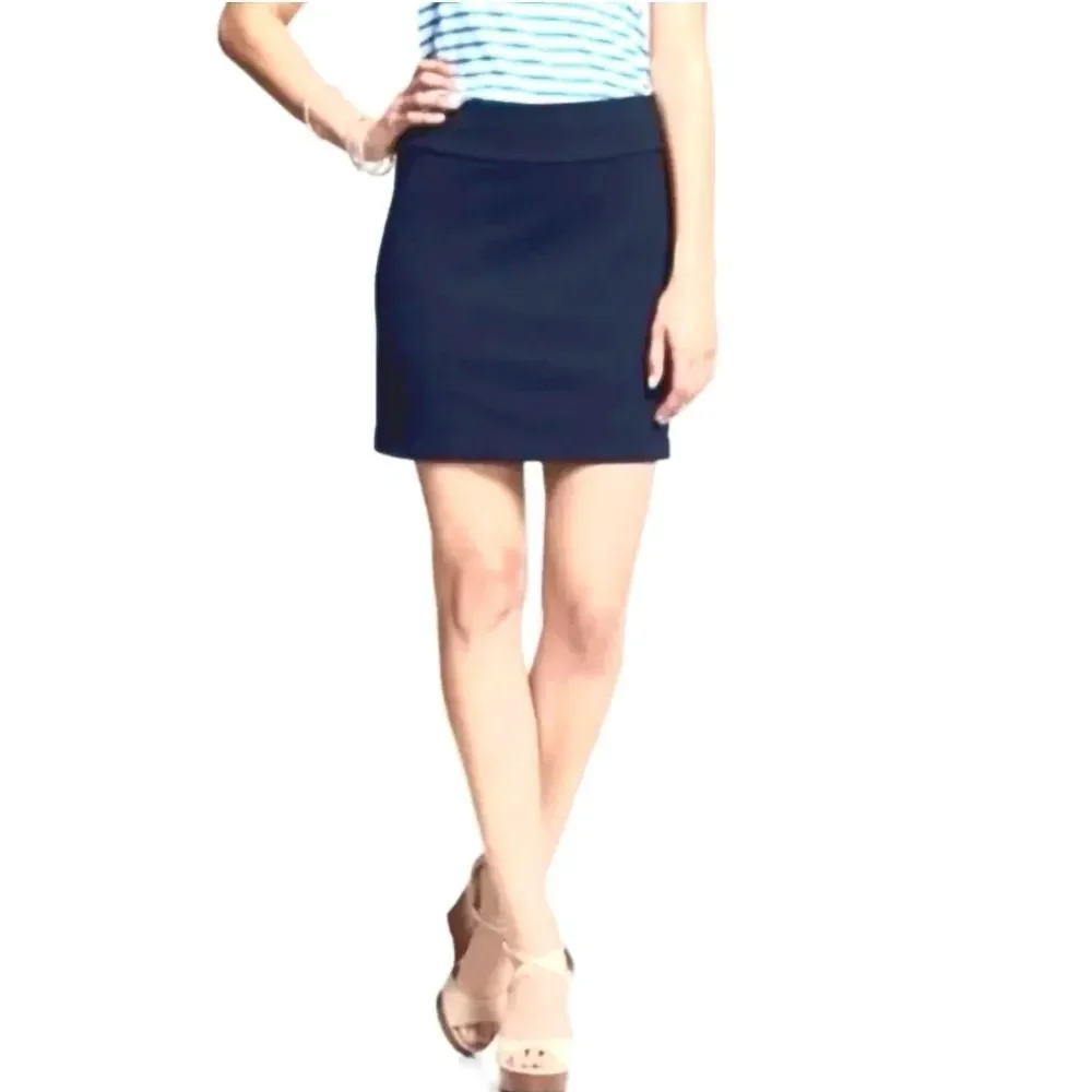 Banana Republic NWT Dayna Ponte Knit Mini Skirt Navy Blue‎ Women's Size 4